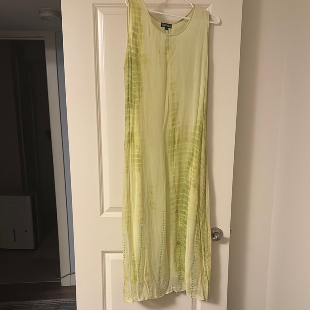 Gauzy lined Lime Green Sleeveless Dress